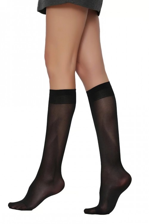 Daymod Venüs 40 Parlak Dizaltı Çorap Siyah
