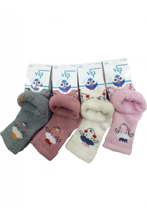 New Vip 12 Çift Pamuklu Kışlık Kalın Havlu Kız Bebek Soket Çorap
