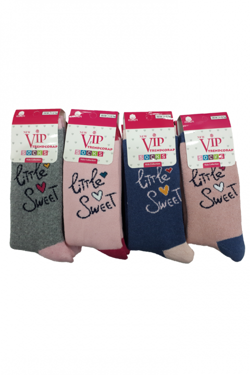 New Vip 12 Çift Pamuklu Kışlık Havlu Kız Çocuk Soket Çorap 
