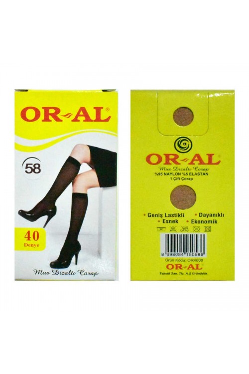 Oral 12 Çift Kadın 40 Den Mus Dizaltı Pantolon Çorap Renk:58-Kızıl Ten