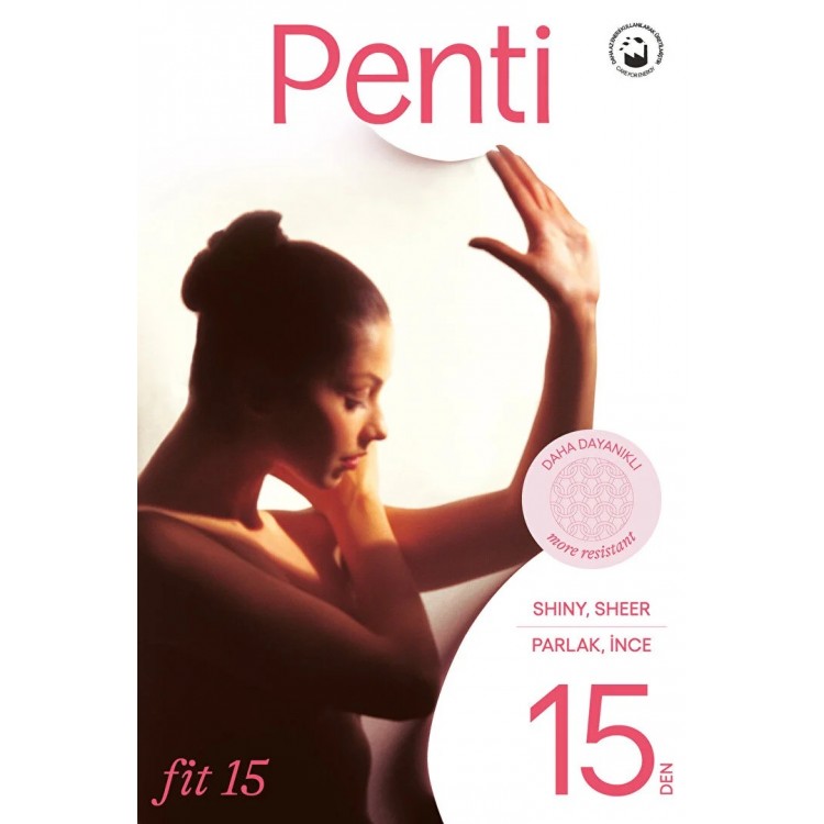Penti Fit 15 Parlak Külotlu Çorap 500-Siyah
