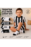 TrendCorap Taraftar Çocuk Doğal Pamuklu Patik Çorap 4'lü Set 3-12 Yaş Siyah - Beyaz