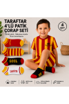 TrendCorap Taraftar Çocuk Doğal Pamuklu Patik Çorap 4'lü Set 3-12 Yaş Sarı - Kırmızı