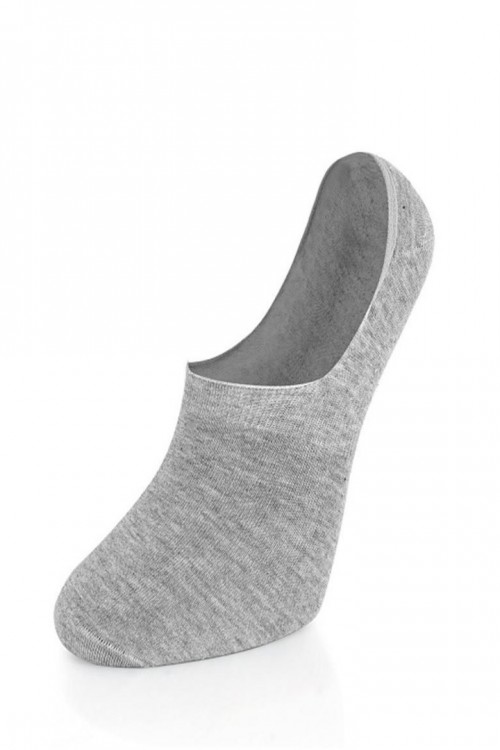 TrendCorap Premium Serisi 9 Çift Dikişsiz Burunlu Kaydırmaz Silikon Topuklu Bambu Babet Çorap Gri