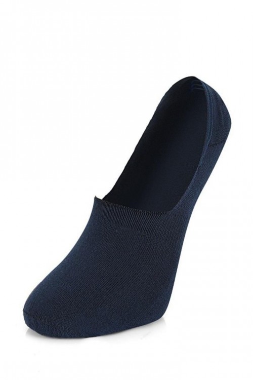 TrendCorap Premium Serisi 9 Çift Dikişsiz Burunlu Kaydırmaz Silikon Topuklu Bambu Babet Çorap Lacivert