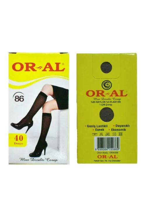Oral 12 Çift Kadın 40 Den Mus Dizaltı Pantolon Çorap Renk:86-Vizon