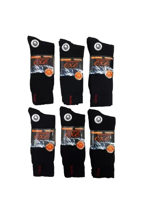 Exe 6 Çift Thermal Erkek Dikişsiz Soket Çorap Siyah