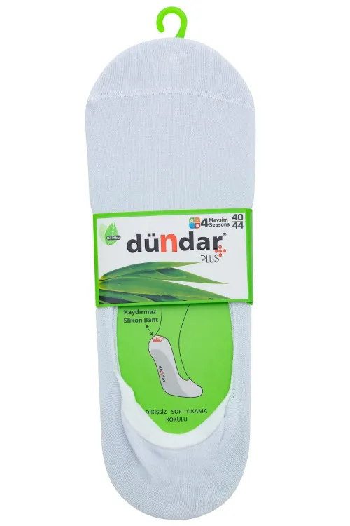 Dündar Silikon Topuklu Dikişsiz Burunlu Bambu Erkek Babet Çorap 12 Adet - Beyaz