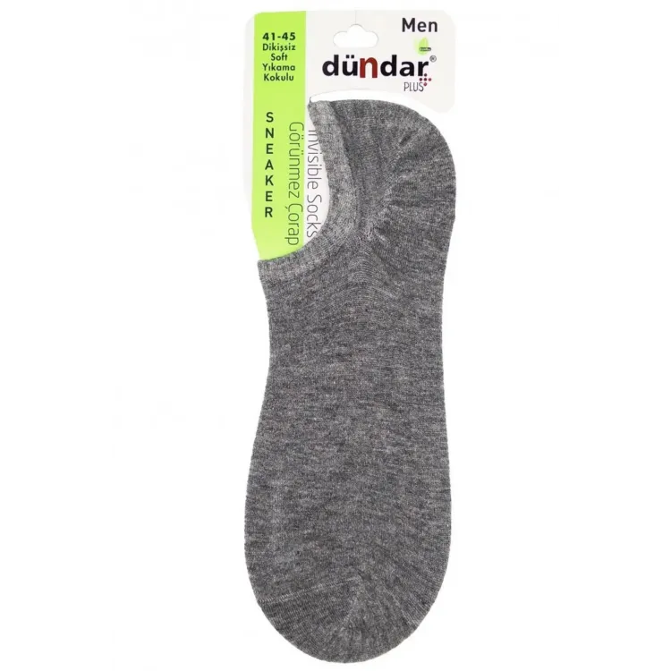 Dündar Dikişsiz Burunlu Bambu Erkek Sneaker Çorap 12 Adet - Gri
